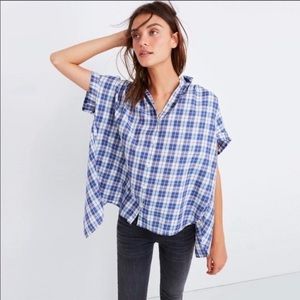 Madewell Open Back Central Plaid Button Top